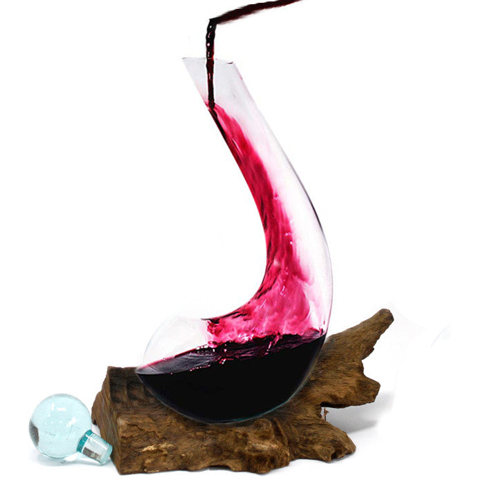 Molten Glass on Wood - Wine Decanter